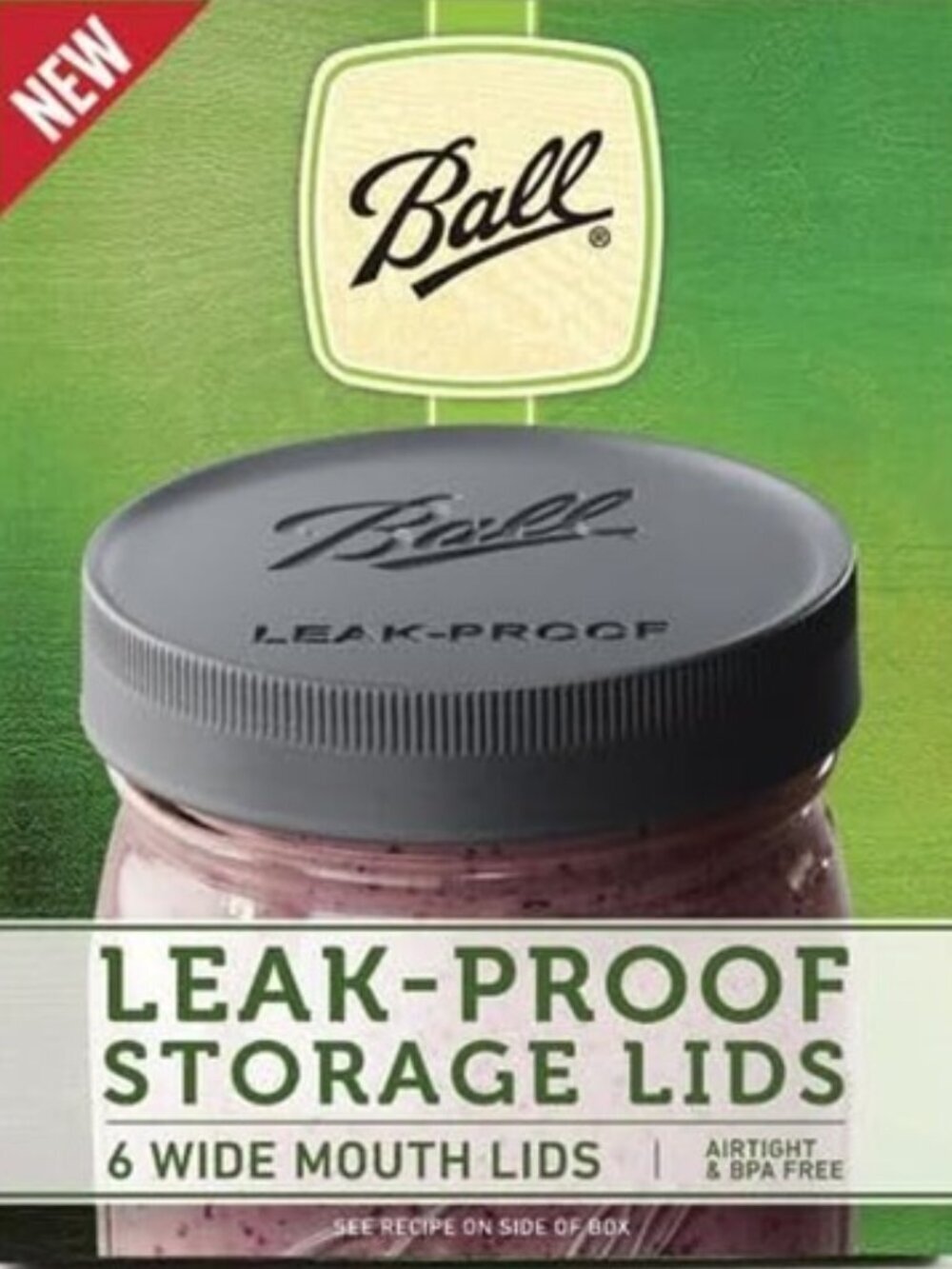 New - 6 Ct Box - Wide Mouth - Ball Mason Jar Leak-Proof Lids BPA Free Reuseable